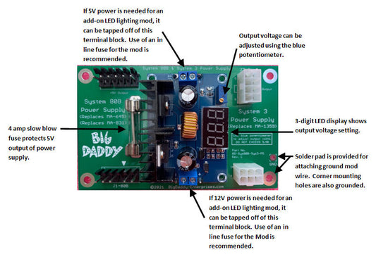 Power Supply For Gottlieb/Premier Sys 80B & Sys3 Pinball Machines