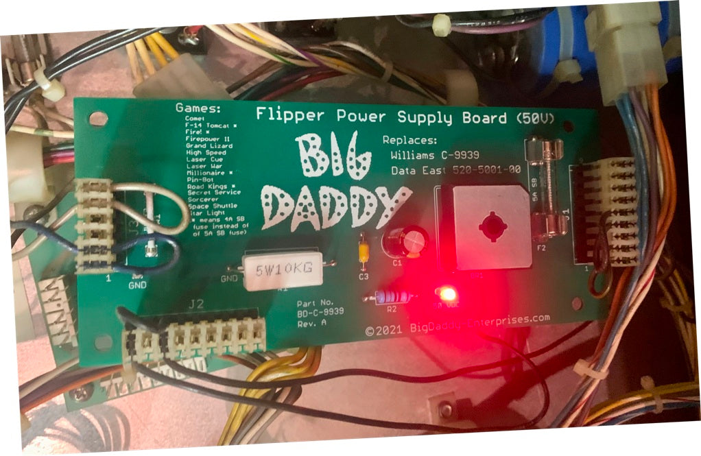 Williams C-9939 / Data East 520-5001-00 Flipper Power Supply Board