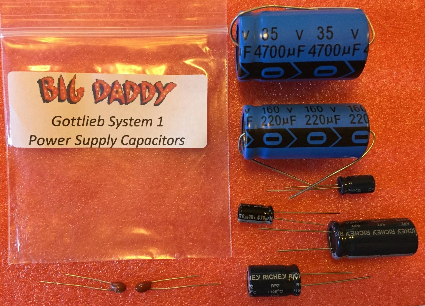 Gottlieb System 1 Power Supply Capacitor Kit