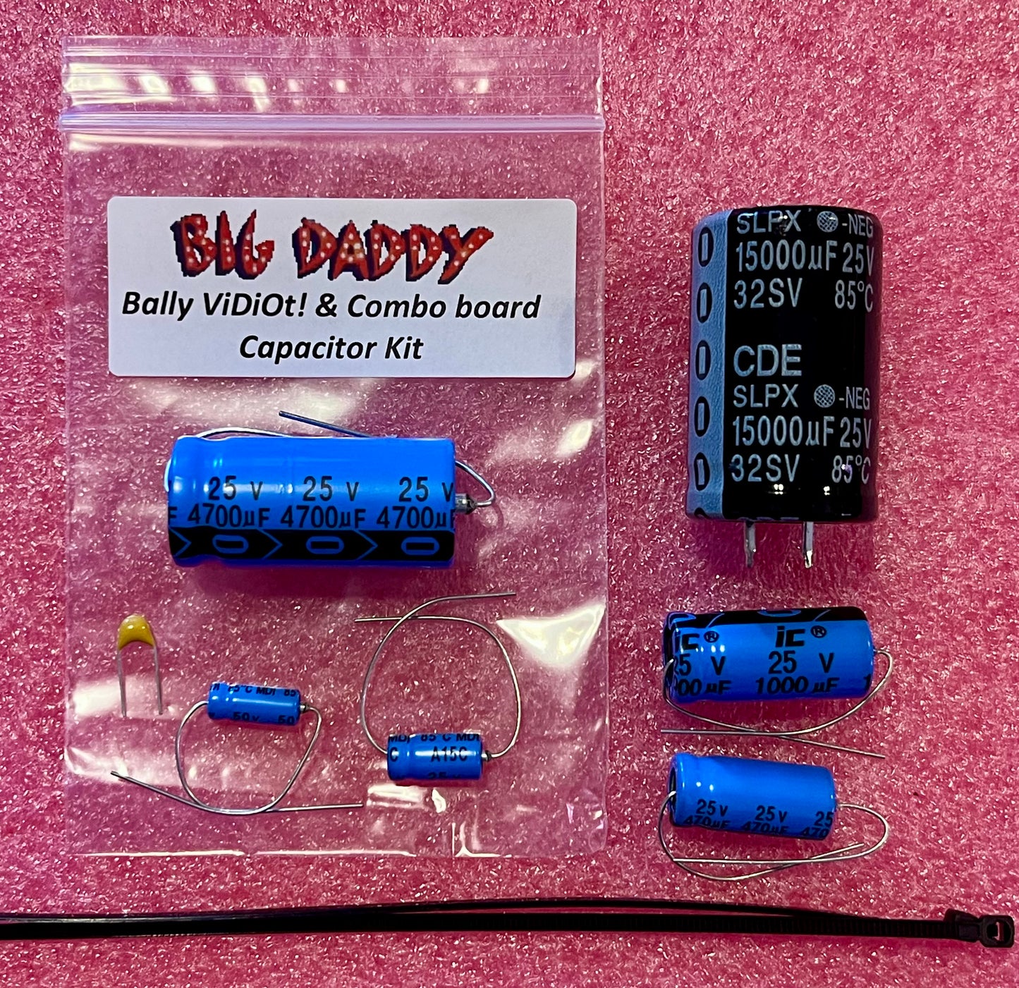Bally ViDiOt! & Lamp/Solenoid Driver Combo Board Capacitor Kit