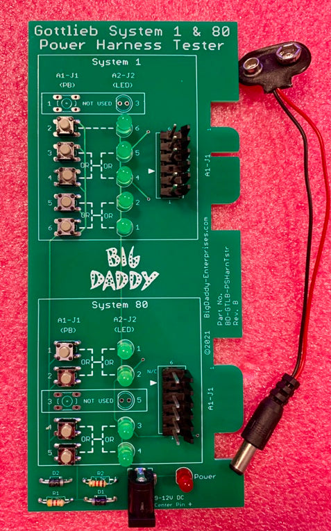 Power Supply Harness Tester for Gottlieb System 1 & 80 Games