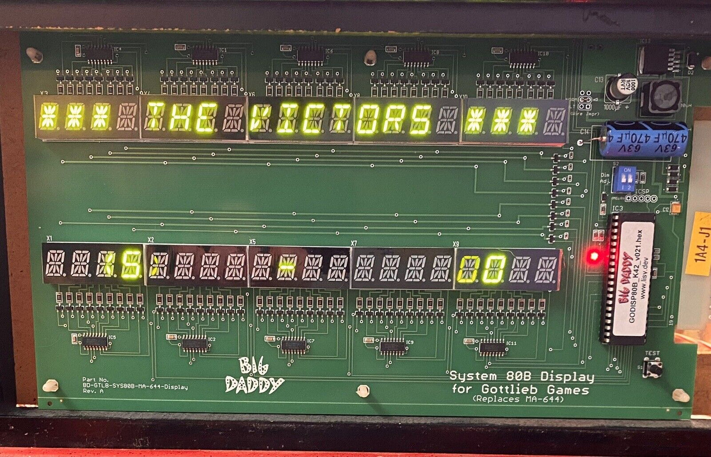 MA-644 LED Display For Gottlieb/Premier Pinball Machines
