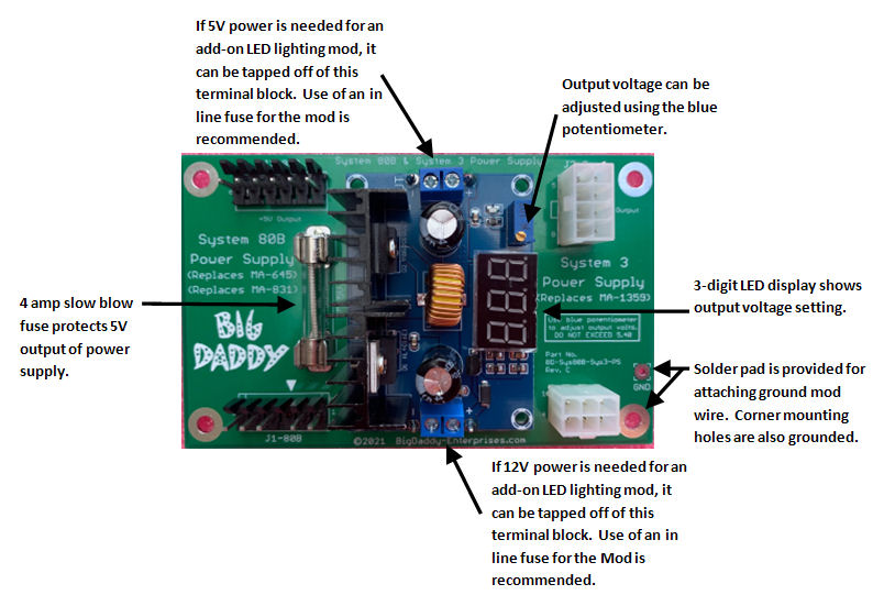 Power Supply For Gottlieb/Premier Sys 80B & Sys3 Pinball Machines
