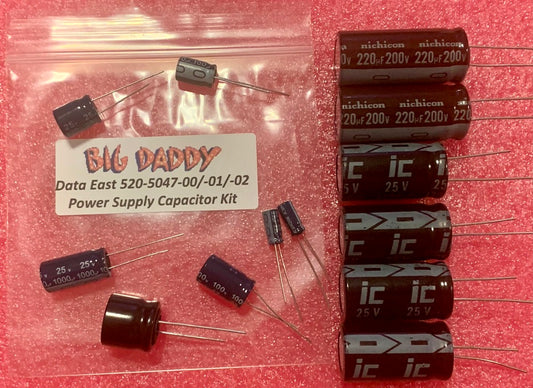 Data East Power Supply Capacitor Repair Kit For Boards 520-5047-00/-01/-02