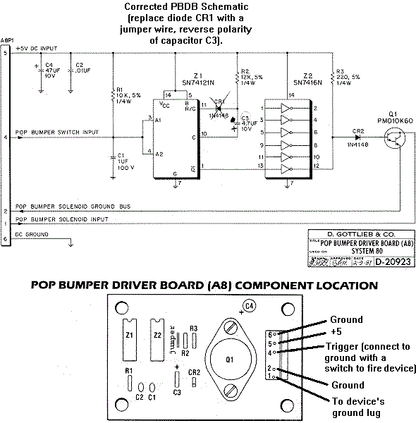 Gottlieb System 80 Pop Bumper Driver Board Mandatory Fix & Upgrade Kit